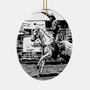 Rodeo Cowboy  - Steer Roping Event Ceramic Ornament