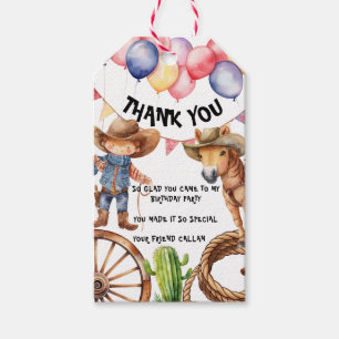 Rodeo Cowboy Thank you Party Bag Gift Tag