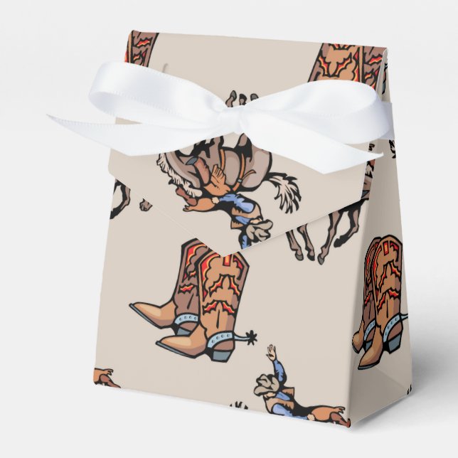 Rodeo Cowboy, Western Boots, Horse, Country Favor Box (Front Side)