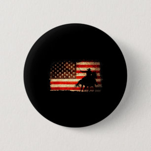 Rodeo Cowboy Western Country Horse Usa Flag 4th Of 2 Inch Round Button