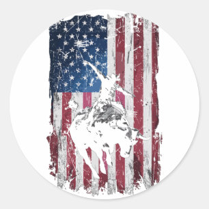 Rodeo Cowboy Western Usa Flag Cowboys Classic Round Sticker