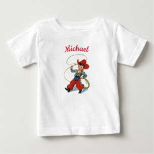 Rodeo cowboy with lasso rope personalized name boy baby T-Shirt