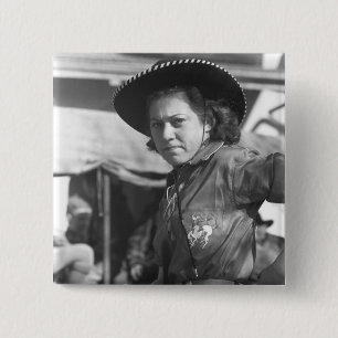 Rodeo Cowgirl: 1940 2 Inch Square Button