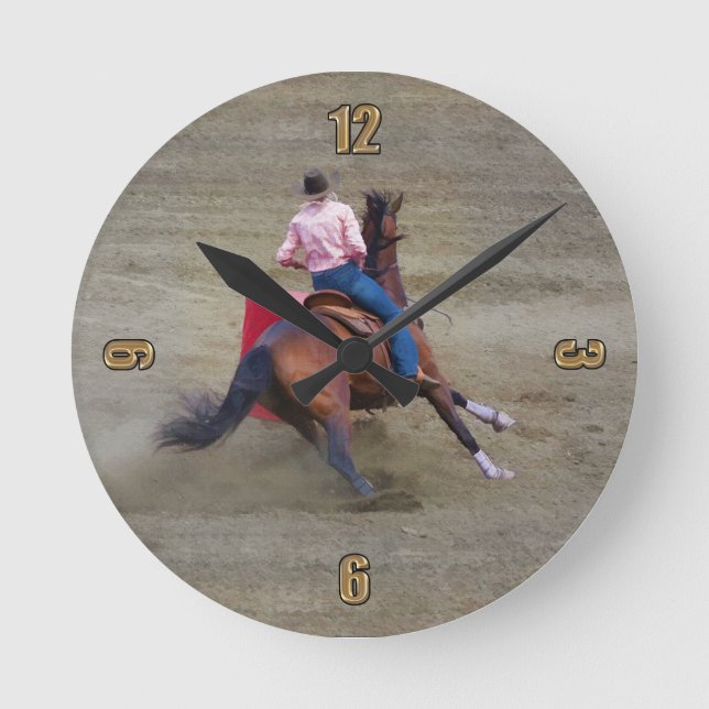 Rodéo Cowgirl Barrel-Racing Occidentale Horloge À  (Recto)