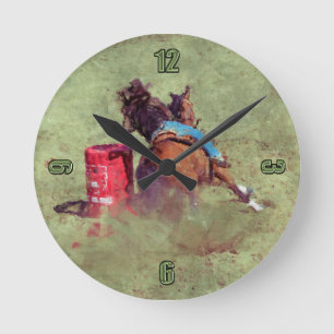 Rodéo Cowgirl Barrel-Racing Occidentale Horloge À 