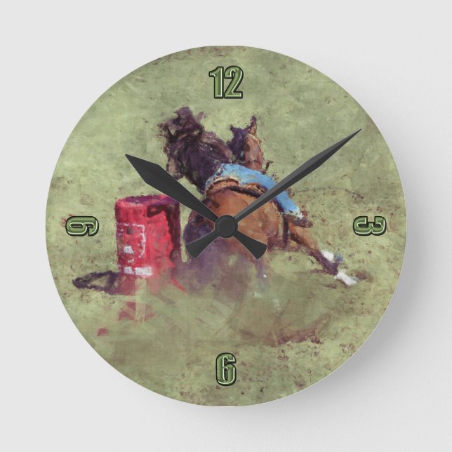 Rodéo Cowgirl Barrel-Racing Occidentale Horloge À  (Recto)