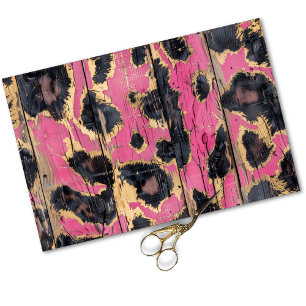 Rodeo Cowgirl Glam Pink Leopard Print Decoupage Tissue Paper