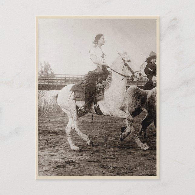 Rodeo Cowgirl Vintage Photo Postcard (Front)