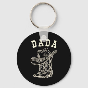 Rodeo Dada Western Cowboy Birthday Boy Family Keychain