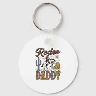 Rodeo Daddy Vintage Western Cowboy Shirt Design_1 Keychain