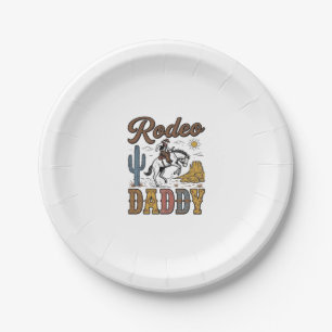 Rodeo Daddy Vintage Western Cowboy Shirt Design_1 Paper Plate