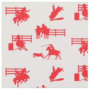 Rodeo Events Western Cowboy Cowgirl Horse Fabric