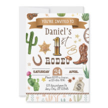 Rodeo First Birthday Party Invitation