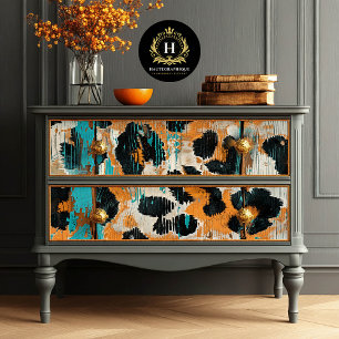 Rodeo Glam Turquoise Leopard Print Decoupage Tissue Paper