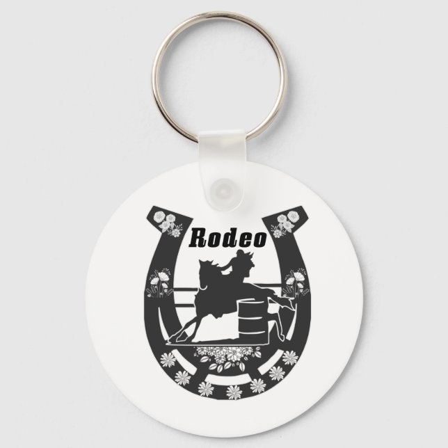 Rodeo Horse shoe - Barrel Racing Design  Keychain (Front)