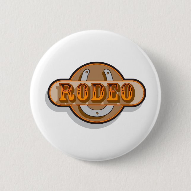 Rodeo Horseshoe 2 Inch Round Button (Front)