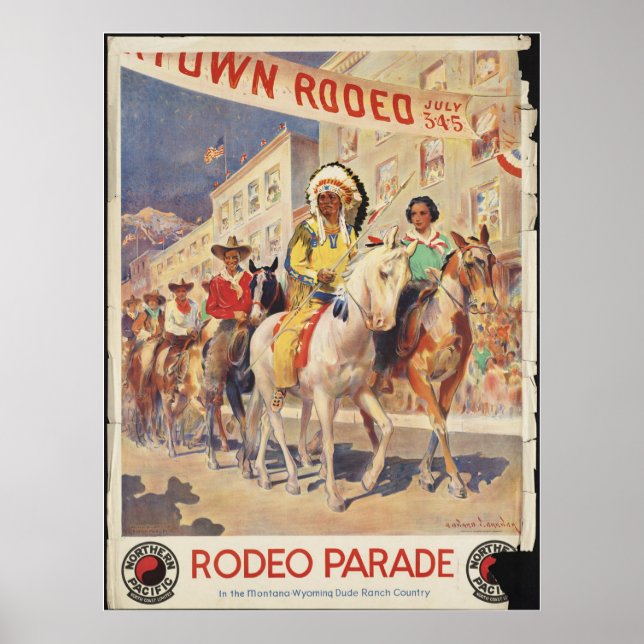 Rodeo Montana Poster Vintage voyage Annonce Rétro  (Devant)