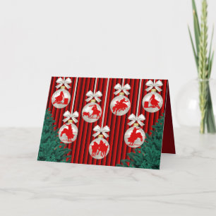 Rodeo Ornaments On Red Holiday Greeting Card