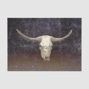 Rodeo Purple Brown Art Texture Rustic Bull Skull Tissue Paper