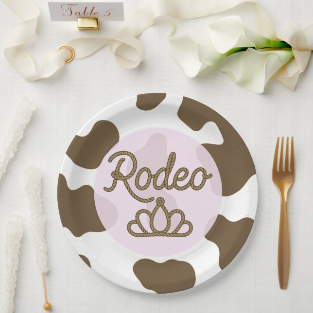 Rodeo Queen Country Western Tiara Crown Pink  Paper Plate (Wedding)