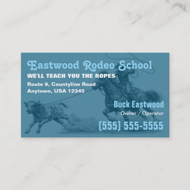 Rodeo School | Cowboy Roping Instructor Card (Front)