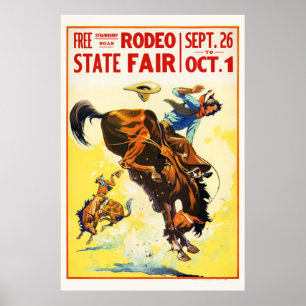 Rodeo State Fair USA Poster vintage restauré année