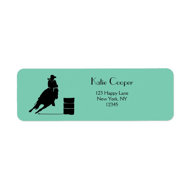 Rodeo Theme Cowgirl Barrel Racing Silhouette (Front)