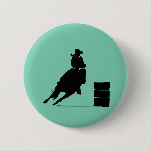 Rodeo Theme Cowgirl Barrel Racing Silhouette 2 Inch Round Button