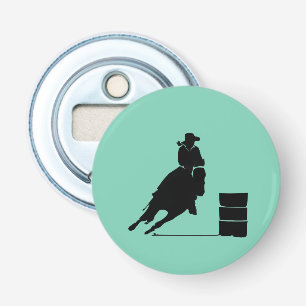 Rodeo Theme Cowgirl Barrel Racing Silhouette Bottle Opener