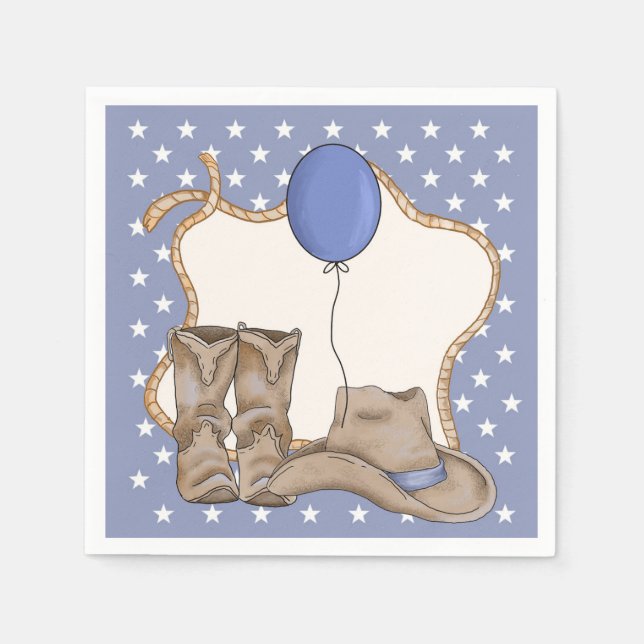 Rodeo Themed Birthday Party Napkin for Little Boys (Front)