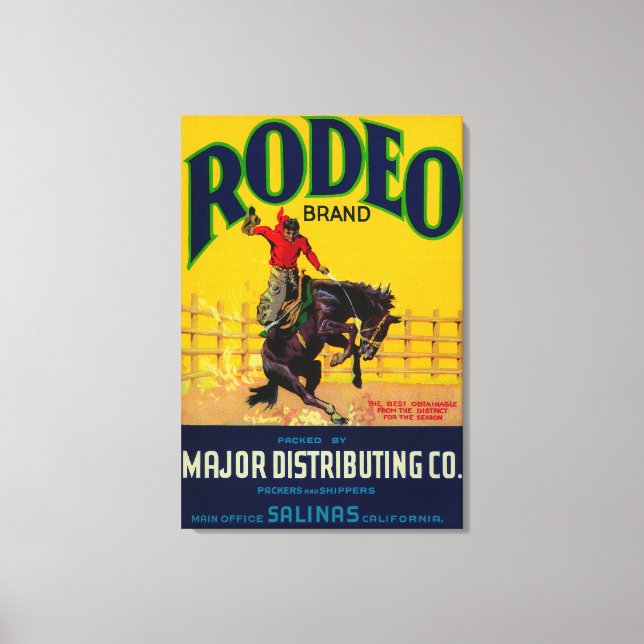 Rodeo Vegetable LabelSalinas, CA Canvas Print (Front)