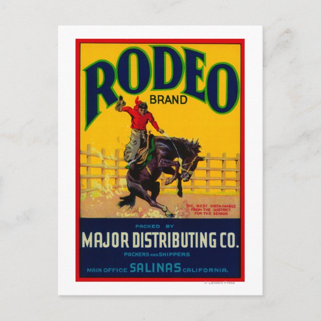 Rodeo Vegetable LabelSalinas, CA Postcard (Front)