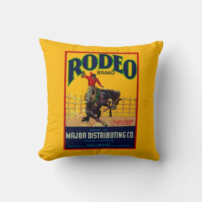 Rodeo Vegetable LabelSalinas, CA Throw Pillow (Front)