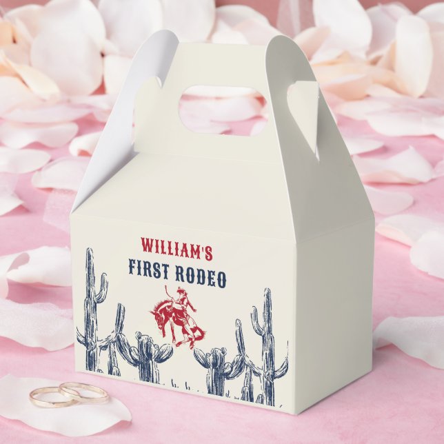 Rodeo Western Cowboy 1st Birthday Party Favor Box (Wedding)