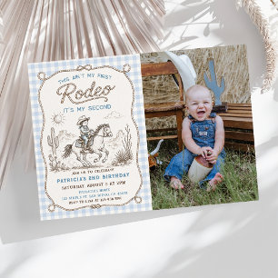 Rodeo Western Cowboy 2nd Birthday Photo Invitation