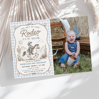 Rodeo Western Cowboy 2nd Birthday Photo Invitation