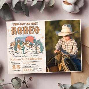 Rodeo Western Cowboy 2nd Birthday Photo Invitation