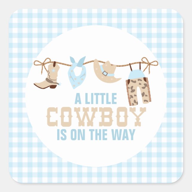 Rodeo Western Cowboy Baby Shower Square Sticker (Front)