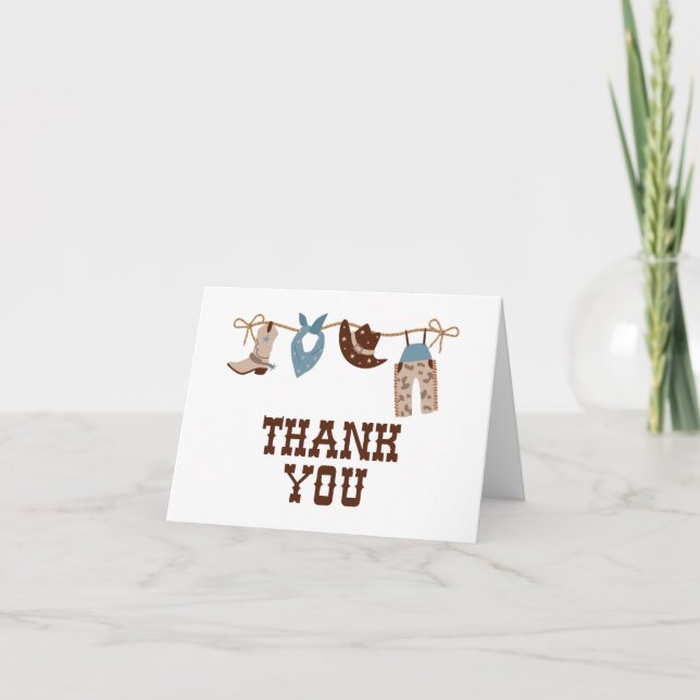 Rodeo Western Cowboy Baby Shower Thank You Card (Front)