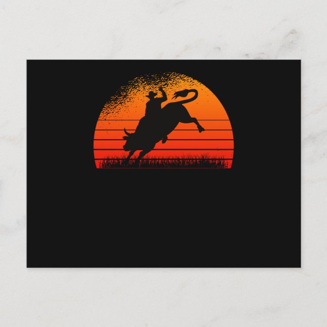 Rodeo Western Cowboy Wild West Retro Bull Postcard (Front)