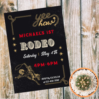 Rodeo Western Riding Cowboy Birthday  Magnetic Invitation