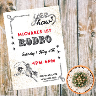 Rodeo Western Riding Cowboy Birthday Magnetic Invitation