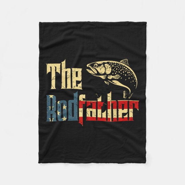 Rodfather Funny Trout Fly Fishing Dad Gift From Da Fleece Blanket (Front)