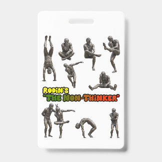 Rodin's The Non-Thinker Statue Collage Badge