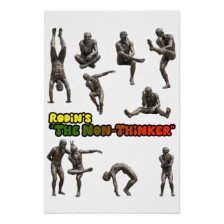 Rodin's The Non-Thinker Statue Collage Poster