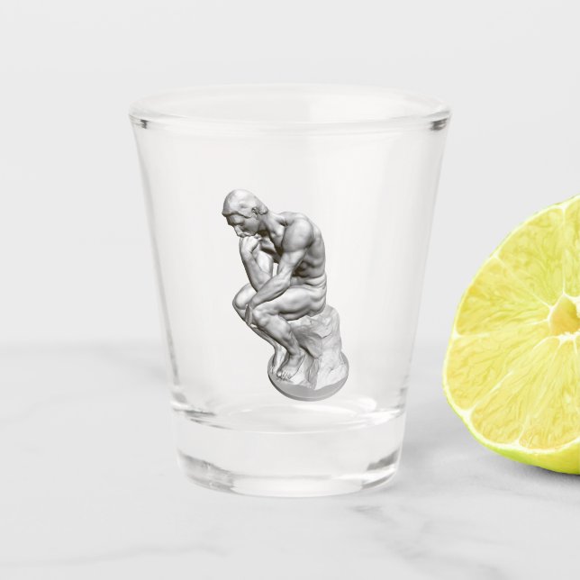 Rodin's the Thinker Sculpture, Statue, Paris Shot Glass (Front)