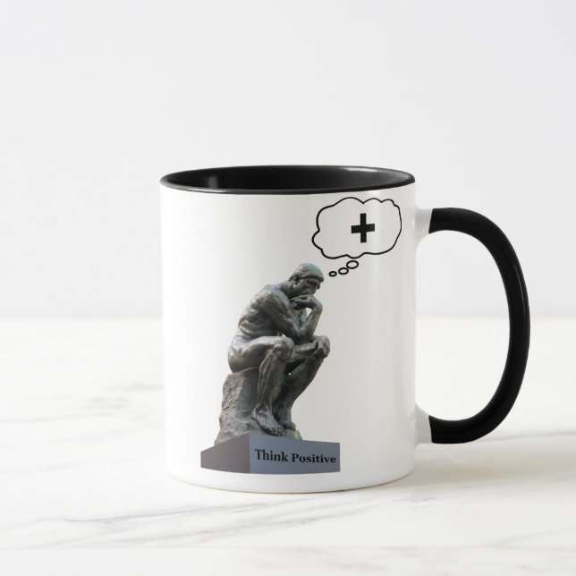 Rodin's Thinker Statue - Think Positive Mug (Right)