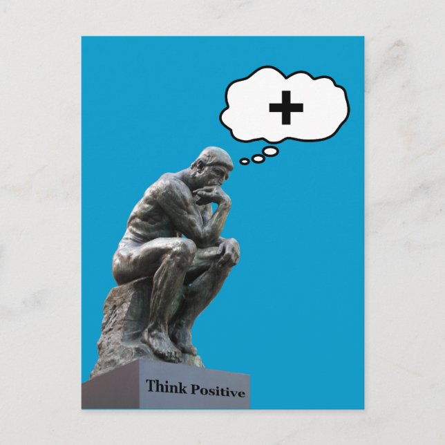 Rodin's Thinker Statue - Think Positive Postcard (Front)