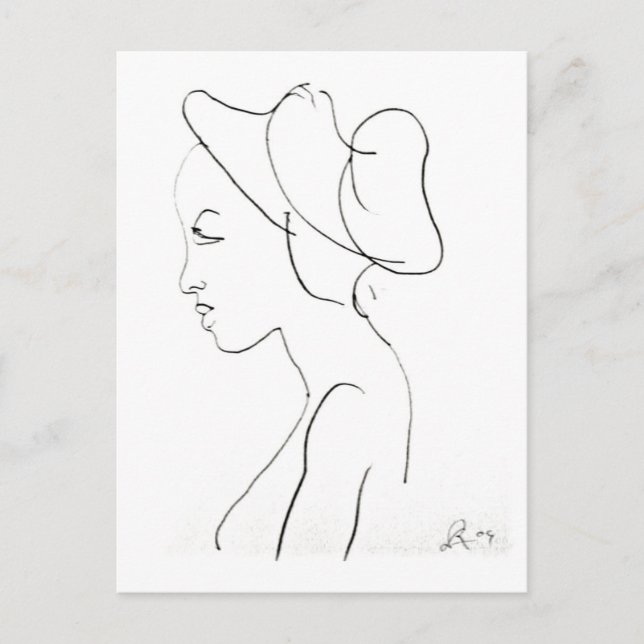 Rodney Artiles croquis d'une carte postale de femm (Devant)