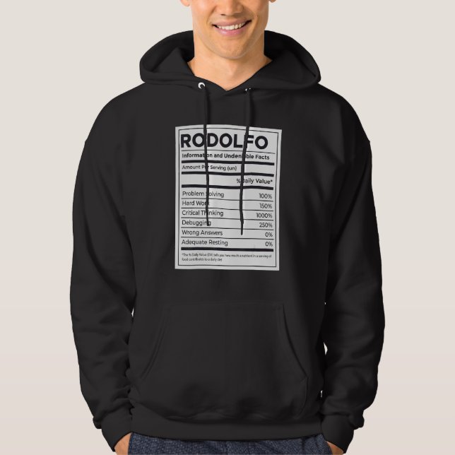 Rodolfo Nutrition Information Problem Solving Hard Hoodie (Front)